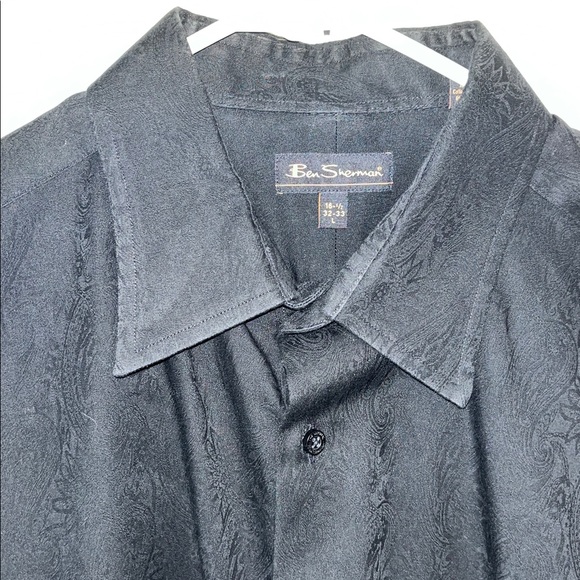 Ben Sherman Black Paisley Double Print Party Shirt 16/16 1/2 x32/33 French Cuff - Picture 1 of 6